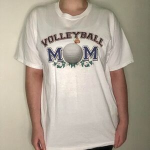Volleyball Mom White T-Shirt Size Large